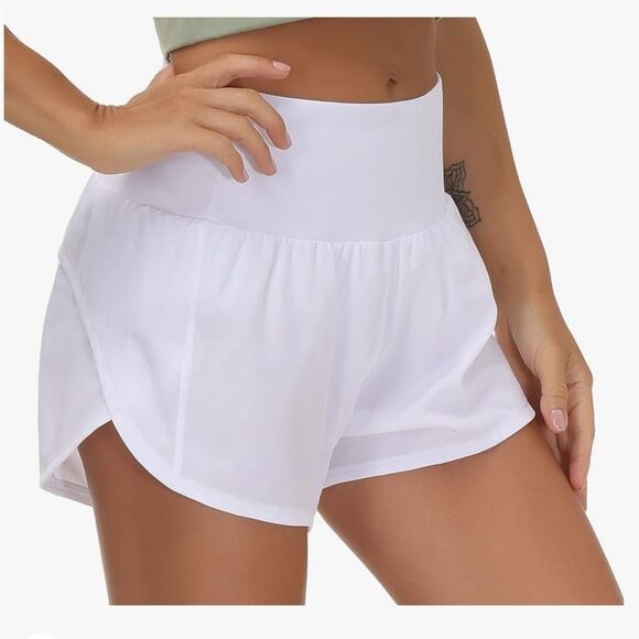 NWT THE GYM PEOPLE Womens High Waisted Running Quick Dry Athletic shorts Size L - Picture 1 of 8